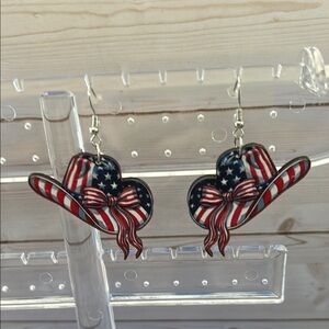 American Flag Cowboy Hat Earrings